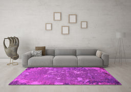 Machine Washable Oriental Pink Industrial Rug in a Living Room, wshurb2614pnk