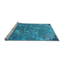 Sideview of Machine Washable Oriental Light Blue Industrial Rug, wshurb2614lblu