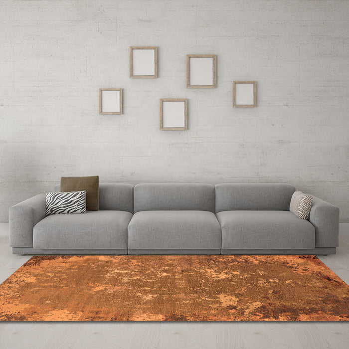 Machine Washable Oriental Orange Industrial Area Rugs in a Living Room, wshurb2614org