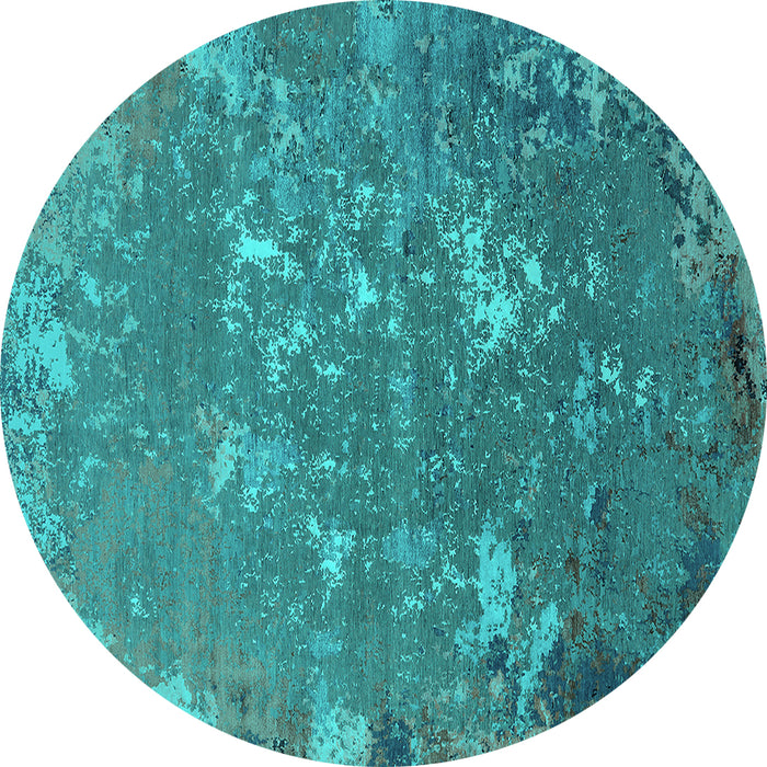 Round Oriental Turquoise Industrial Rug, urb2614turq