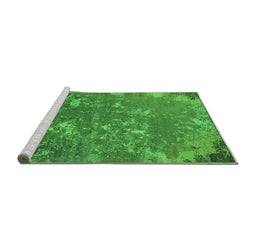 Sideview of Machine Washable Oriental Green Industrial Area Rugs, wshurb2614grn