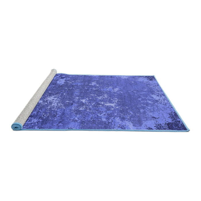 Sideview of Machine Washable Oriental Blue Industrial Rug, wshurb2614blu