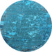 Round Oriental Light Blue Industrial Rug, urb2614lblu