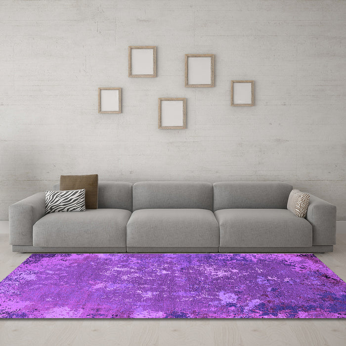Machine Washable Oriental Purple Industrial Area Rugs in a Living Room, wshurb2614pur