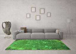 Machine Washable Oriental Green Industrial Area Rugs in a Living Room,, wshurb2614grn