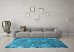 Machine Washable Oriental Light Blue Industrial Rug in a Living Room, wshurb2614lblu