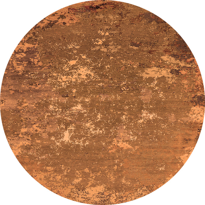 Round Machine Washable Oriental Orange Industrial Area Rugs, wshurb2614org