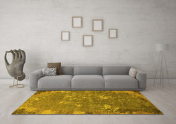 Machine Washable Oriental Yellow Industrial Rug in a Living Room, wshurb2614yw