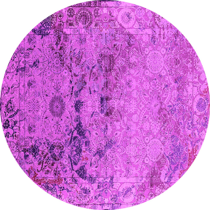 Round Machine Washable Oriental Pink Industrial Rug, wshurb2615pnk