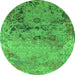 Round Oriental Green Industrial Rug, urb2615grn