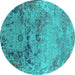 Round Oriental Turquoise Industrial Rug, urb2615turq