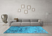 Machine Washable Oriental Light Blue Industrial Rug in a Living Room, wshurb2615lblu