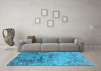 Machine Washable Oriental Light Blue Industrial Rug, wshurb2615lblu