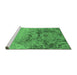 Sideview of Machine Washable Oriental Emerald Green Industrial Area Rugs, wshurb2615emgrn