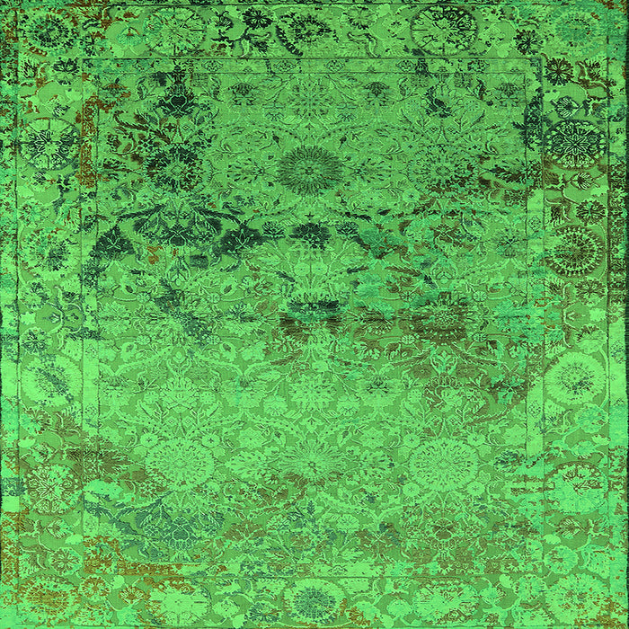 Square Machine Washable Oriental Green Industrial Area Rugs, wshurb2615grn