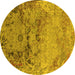 Round Oriental Yellow Industrial Rug, urb2615yw