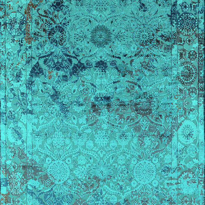 Machine Washable Oriental Turquoise Industrial Area Rugs, wshurb2615turq