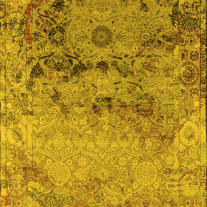 Machine Washable Oriental Yellow Industrial Rug, wshurb2615yw