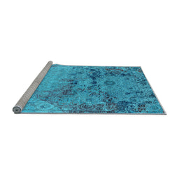 Sideview of Machine Washable Oriental Light Blue Industrial Rug, wshurb2615lblu