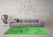 Machine Washable Oriental Green Industrial Area Rugs in a Living Room,, wshurb2615grn