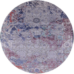 Round Mid-Century Modern Purple Oriental Rug, urb2615