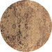 Round Oriental Brown Industrial Rug, urb2615brn