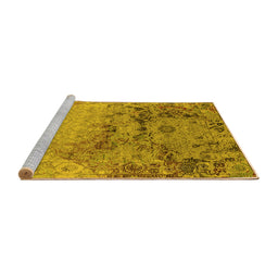 Sideview of Machine Washable Oriental Yellow Industrial Rug, wshurb2615yw