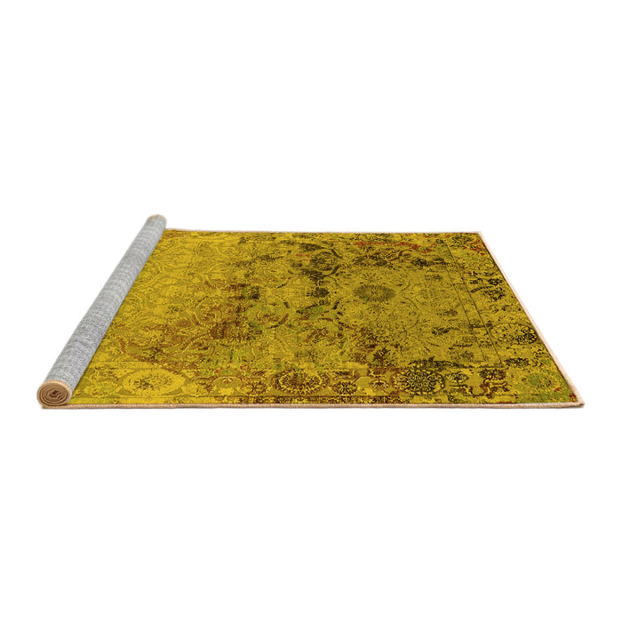 Sideview of Machine Washable Oriental Yellow Industrial Rug, wshurb2615yw