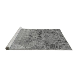 Sideview of Machine Washable Oriental Gray Industrial Rug, wshurb2615gry