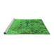 Sideview of Machine Washable Oriental Green Industrial Area Rugs, wshurb2615grn