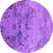 Round Machine Washable Oriental Purple Industrial Area Rugs, wshurb2615pur