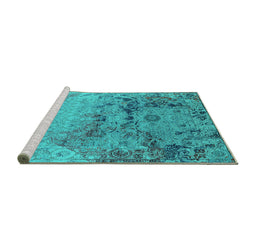 Sideview of Machine Washable Oriental Turquoise Industrial Area Rugs, wshurb2615turq