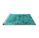 Sideview of Machine Washable Oriental Turquoise Industrial Area Rugs, wshurb2615turq