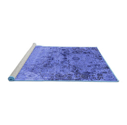Sideview of Machine Washable Oriental Blue Industrial Rug, wshurb2615blu