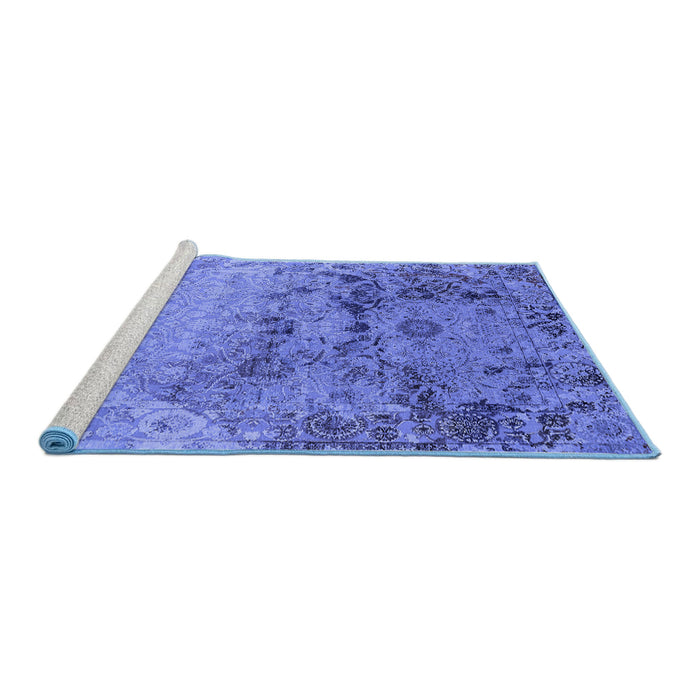Sideview of Machine Washable Oriental Blue Industrial Rug, wshurb2615blu