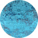 Round Oriental Light Blue Industrial Rug, urb2615lblu