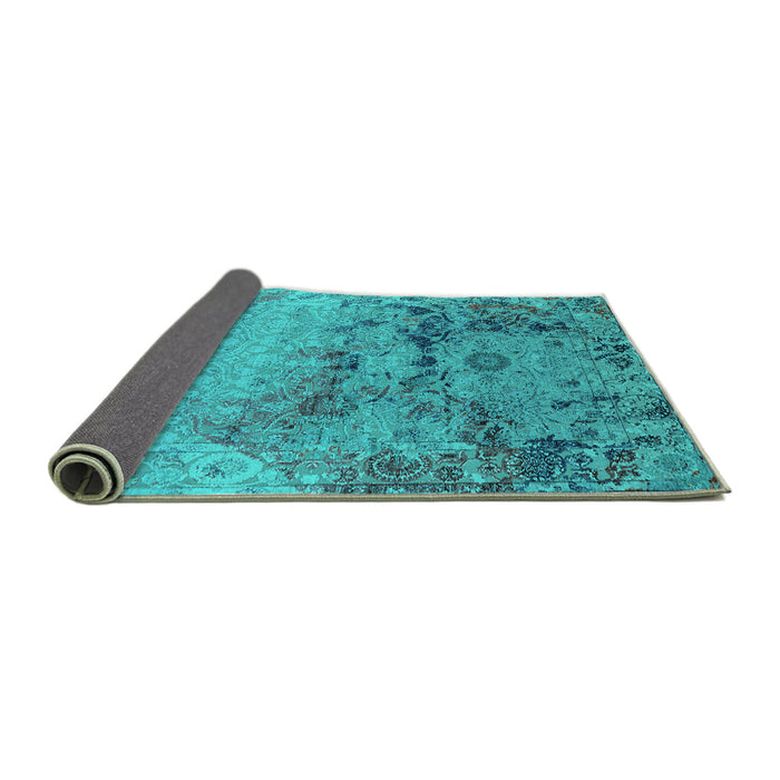 Sideview of Oriental Turquoise Industrial Rug, urb2615turq