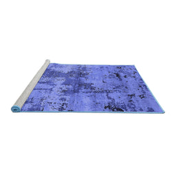 Sideview of Machine Washable Oriental Blue Industrial Rug, wshurb2616blu