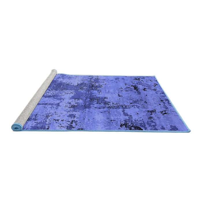 Sideview of Machine Washable Oriental Blue Industrial Rug, wshurb2616blu