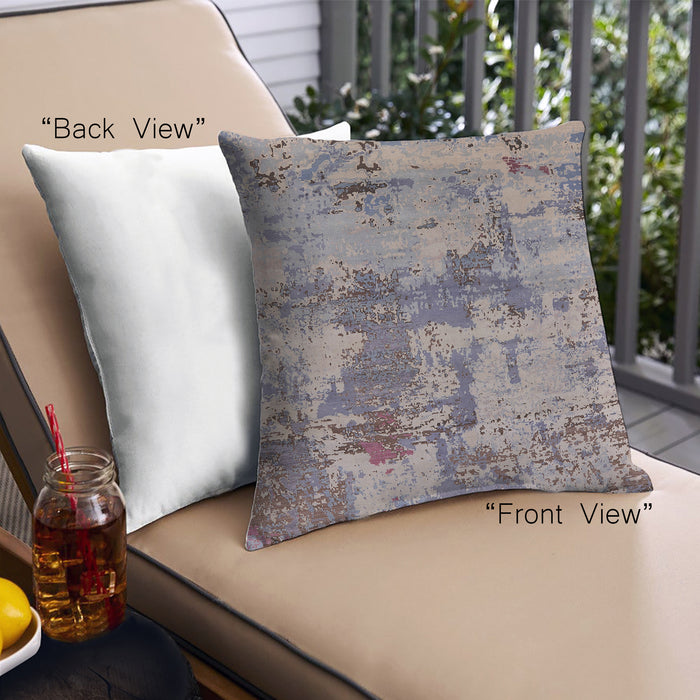 Front View of Mid-Century Modern Urban Square Silver Pink Throw Pillow, 18 inch by 18 inch, pwurb2616