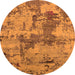 Round Machine Washable Oriental Orange Industrial Area Rugs, wshurb2616org