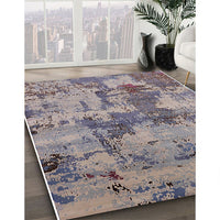 Mid-Century Modern Silver Pink Oriental Rug, urb2616