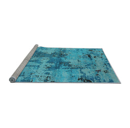 Sideview of Machine Washable Oriental Light Blue Industrial Rug, wshurb2616lblu