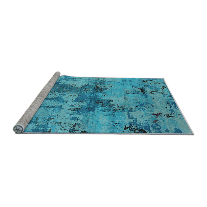 Sideview of Machine Washable Oriental Light Blue Industrial Rug, wshurb2616lblu