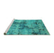 Sideview of Machine Washable Oriental Turquoise Industrial Area Rugs, wshurb2616turq