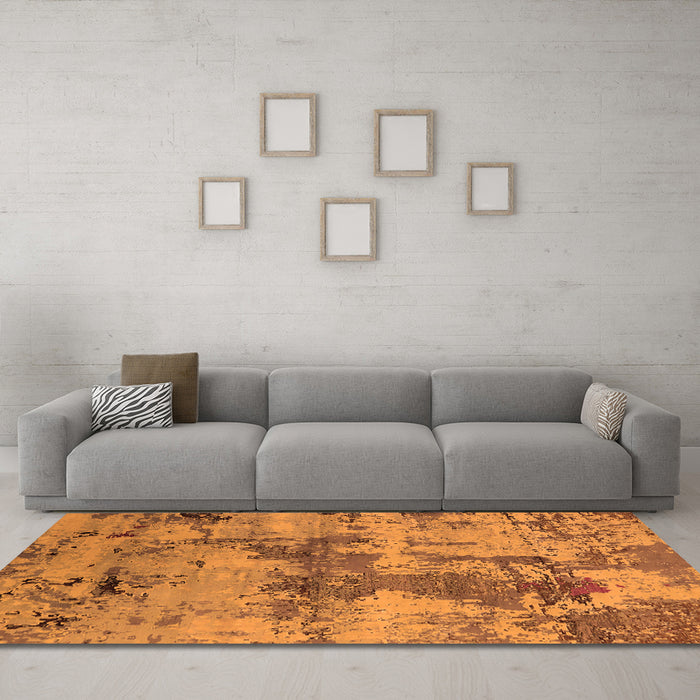 Machine Washable Oriental Orange Industrial Area Rugs in a Living Room, wshurb2616org
