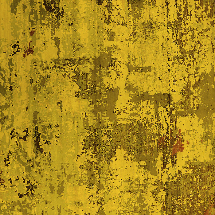 Square Machine Washable Oriental Yellow Industrial Rug, wshurb2616yw