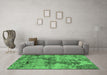 Machine Washable Oriental Emerald Green Industrial Area Rugs in a Living Room,, wshurb2616emgrn