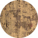 Round Oriental Brown Industrial Rug, urb2616brn