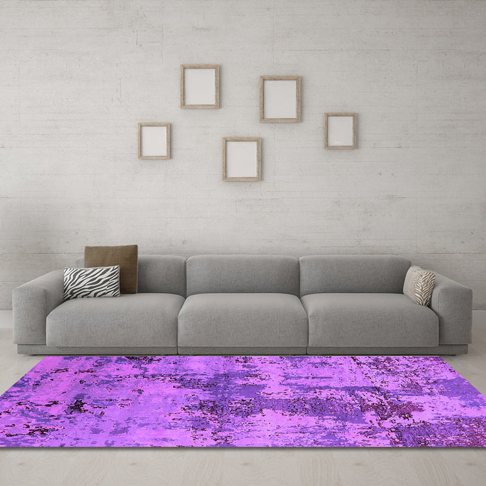 Machine Washable Oriental Purple Industrial Area Rugs in a Living Room, wshurb2616pur